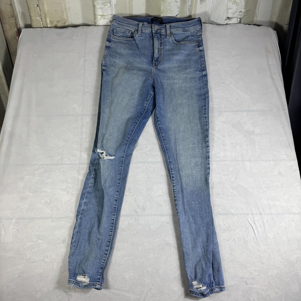 Banana‎ Republic Womens Skinny Jeans Blue Distressed Denim High Rise 30/10 Tall